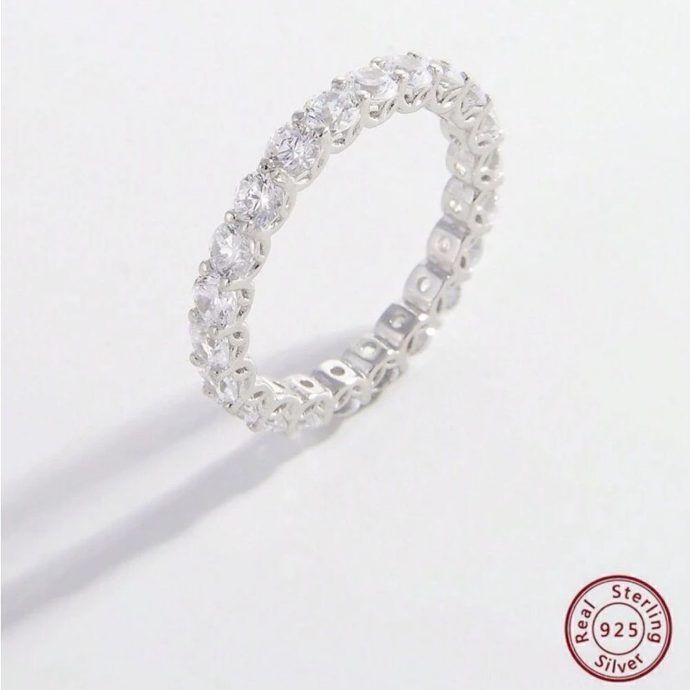 Silver CZ Eternity Band Ring 7